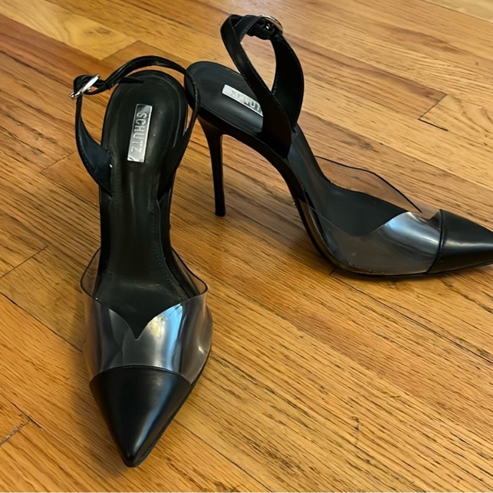 SCHUTZ Black and Clear Heels